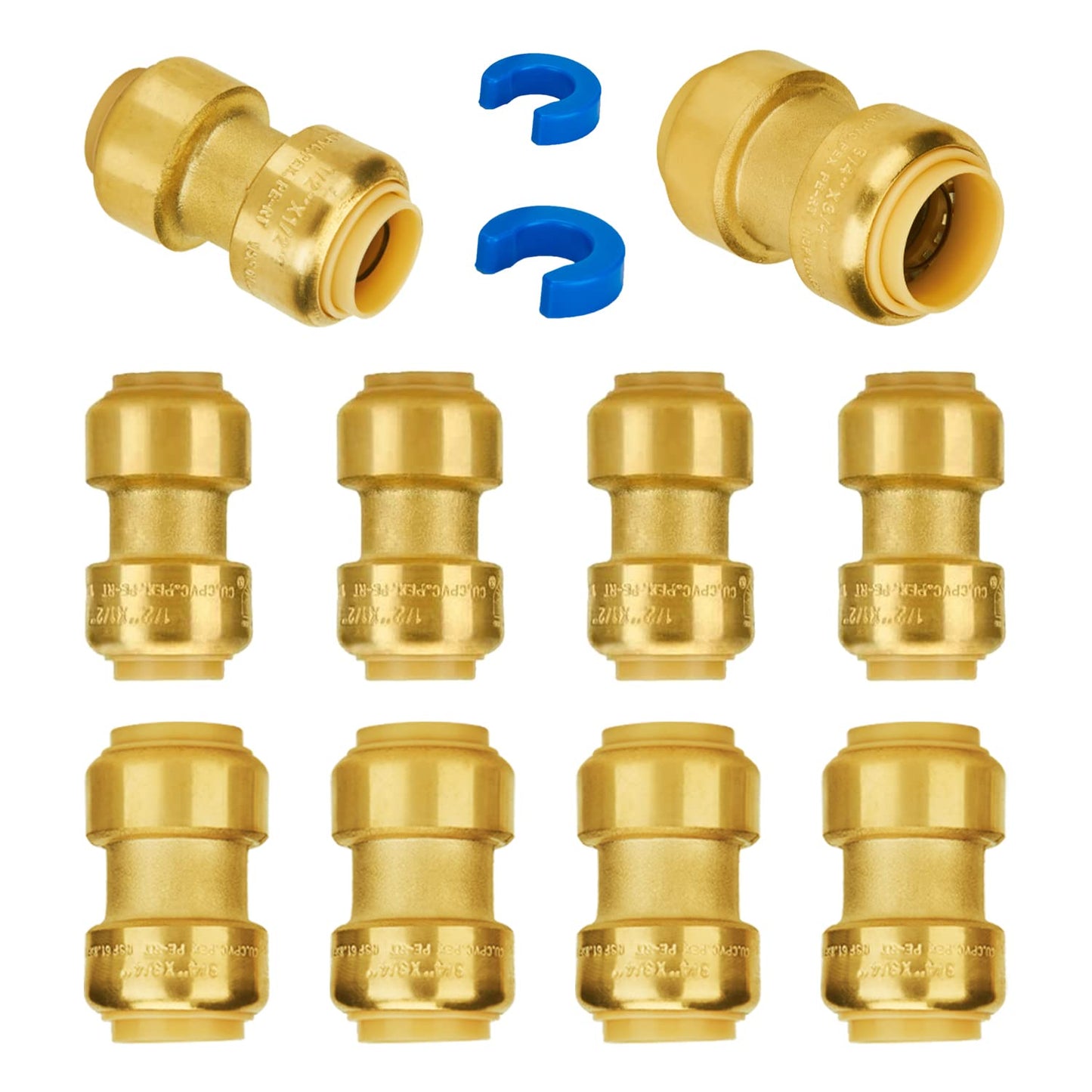 SUNGATOR 1/2 Inch 90 Degree Elbow, Push Pex Elbow 1/2 Inch, No Lead Brass Push-to-Connect Plumbing Fittings for PEX Pipe, Copper, CPVC, with 1 Disconnect Clip, Pack of 12