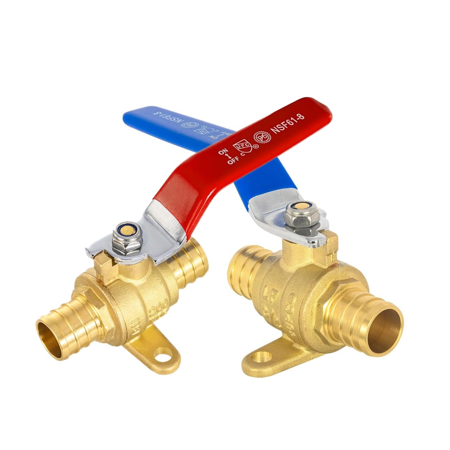 10 Pack 1/2 Inch PEX Shut Off Valve,1/4 Inch Turn Full Port Ball Valves,Hot (Red) Cold (Blue) Water Shut-off Stop Valve,Pex Brass Ball Valves