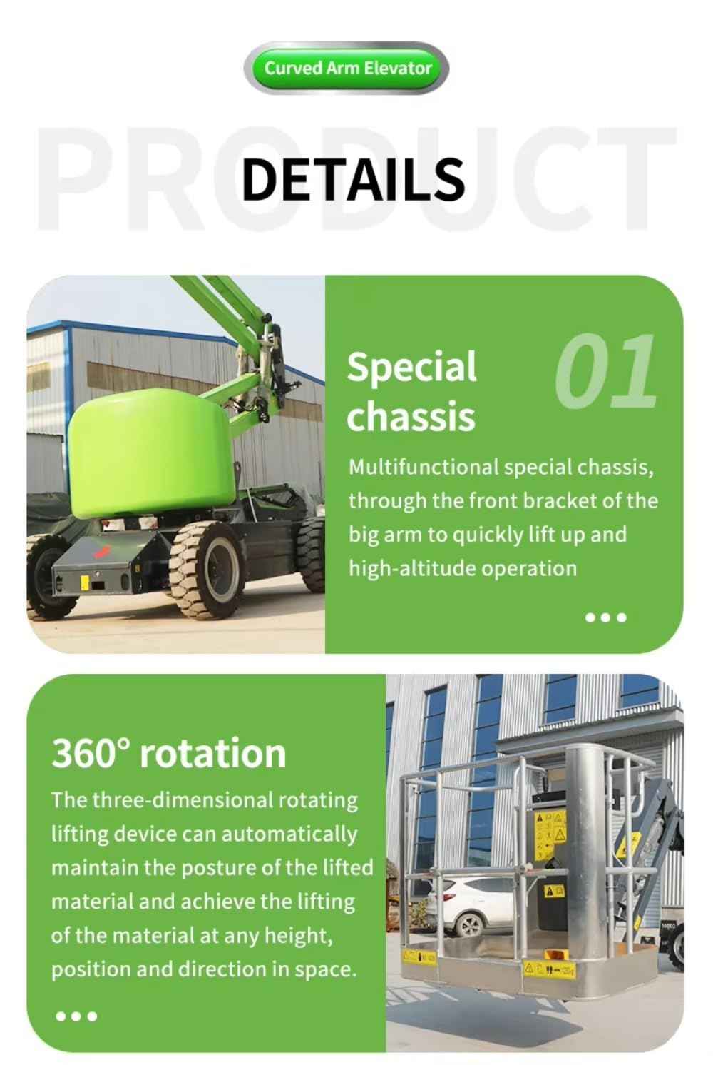 Self-Propelled Articulating Boom Work Platform Providing Vertical and Horizontal Reach for Equipment Servicing, Exterior Cleaning, Electrical Work, and Industrial Maintenance