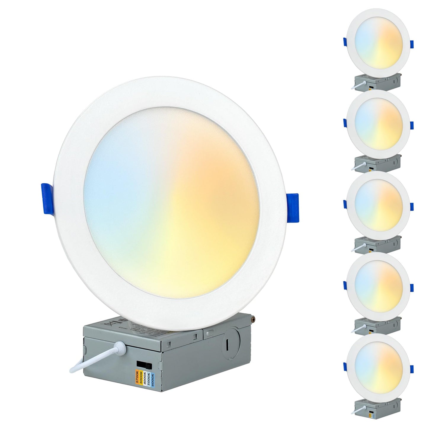 PROCURU Professional 24-Pack 6-Inch 2700K-6000K 5CCT 12W LED, Baffle Style, Heavy Duty Ultra-Thin Recessed Ceiling Slim Downlight, Dimmable, White Trim (VSB65W-24P)