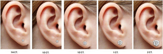 1/4-2 Carat Total Weight Round Diamond Stud Earrings 3 Prong Martini Push Back (H-I Color SI1-SI2 Clarity)