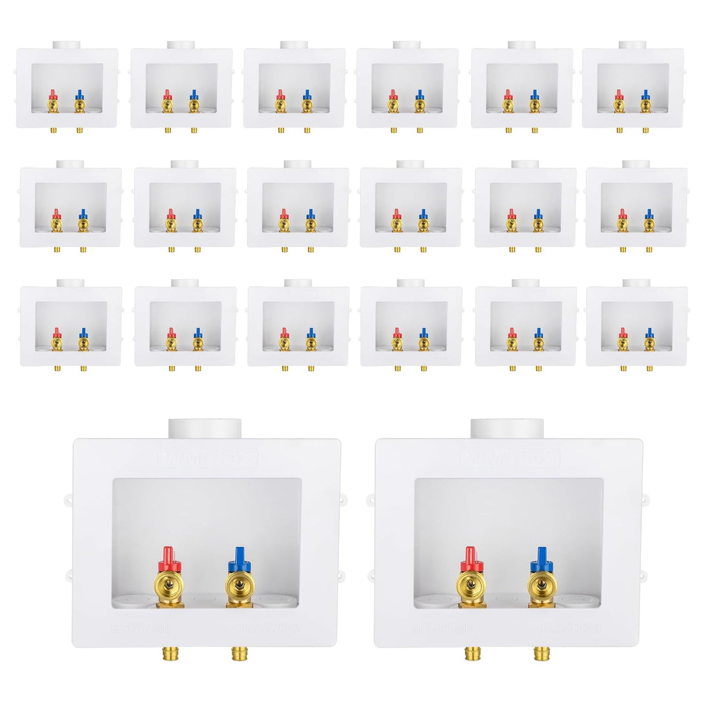 Washing Machine Outlet Box, Niikappu 1/2 Inch Pex Crimp Inlet x 3/4 Inch MHT Outlet Connection, Washer Box with Double Drains, with Stainless Steel Water Hammer Arrestor