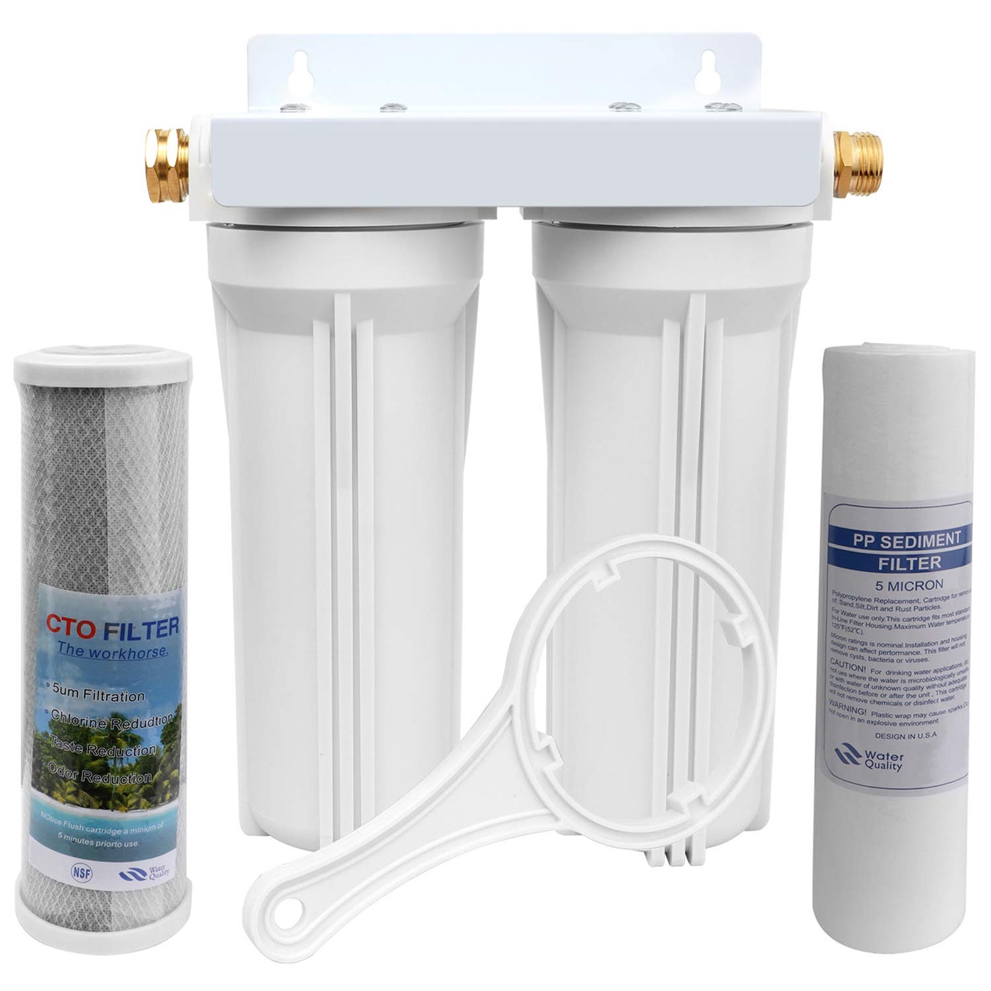 External RV Dual Water Filter System for RVs Boats Motor Homes Marines,Included Two Fliters and Mounting Bracket
