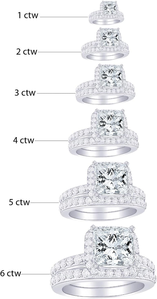 Houston Diamond District Princess LAB GROWN Diamond and LAB GROWN Diamond Wedding Bridal Set (AAAA Heirloom Quality)