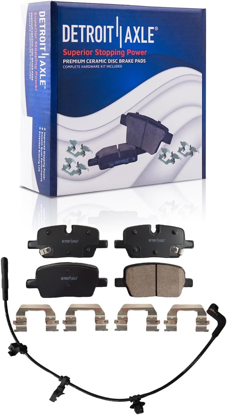 Detroit Axle - 4pc Rear Brake Kit for 2020 2021 2022 2023 2024 Cadillac CT4, Disc Brake Rotors Ceramic Brakes Pads with Hardware Replacement : 12.40" inch Rotor