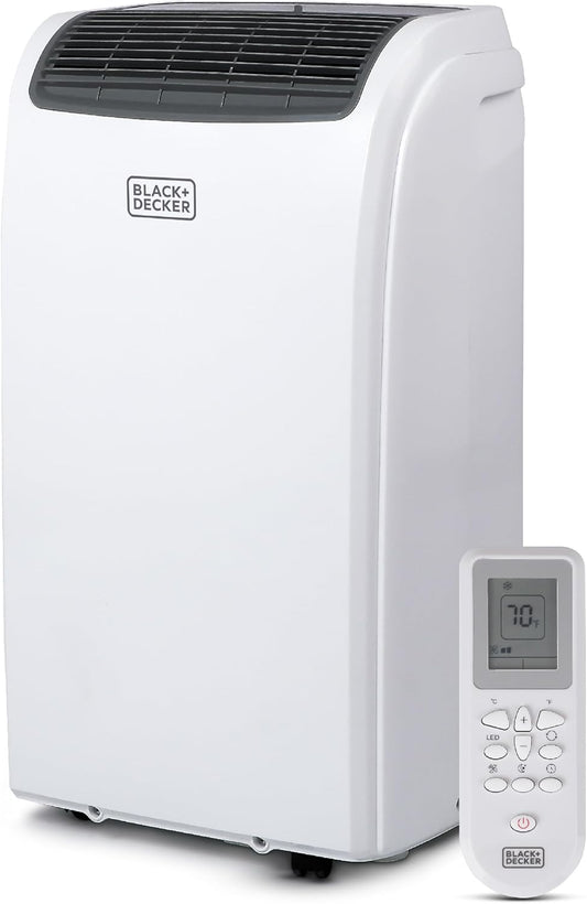 BLACK+DECKER Smart Portable Air Conditioner with Heat, 12,000 BTU (8,000 BTU SACC) Cooling, 9,000 BTU Heating for Rooms up to 550 Sq. Ft., Follow Me Remote, BPACT12HWT, White