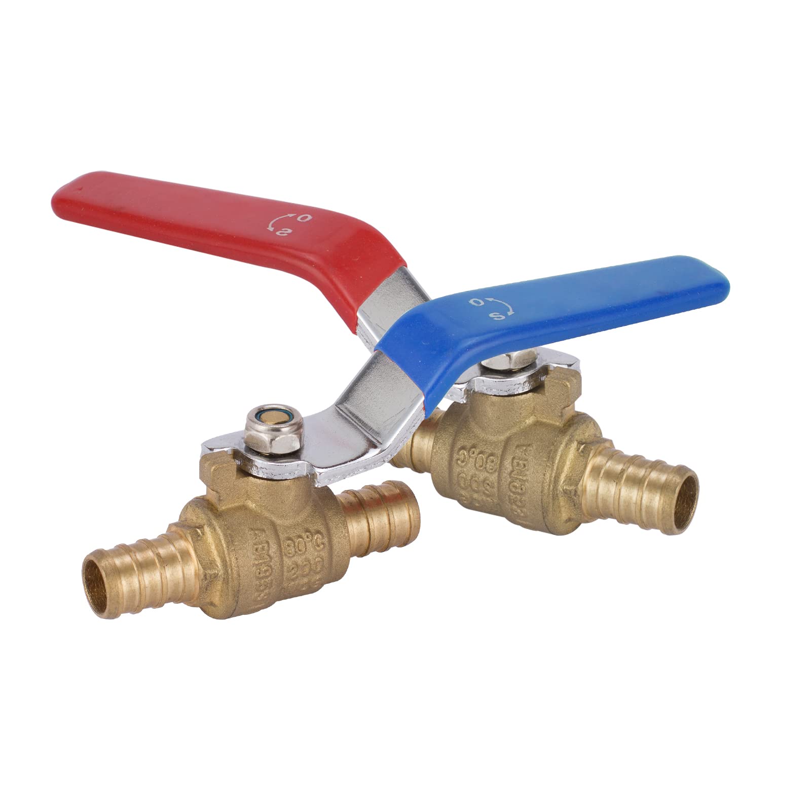 10 Pack 1/2 Inch PEX Shut Off Valve,1/4 Inch Turn Full Port Ball Valves,Hot (Red) Cold (Blue) Water Shut-off Stop Valve,Pex Brass Ball Valves