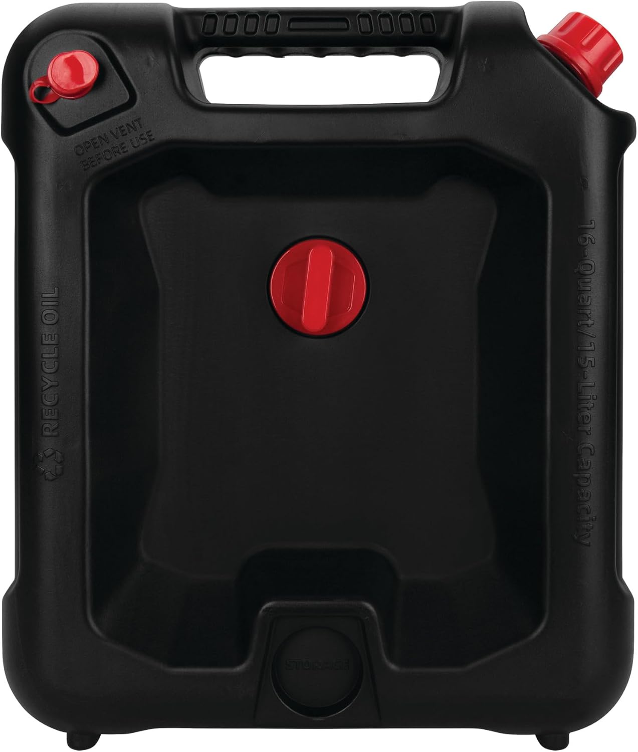 Performance Tool W4077 16-Quart Oil Drain Container, Deep Drain Well, Integrated Handle, Sealing Rubber Gaskets, Black