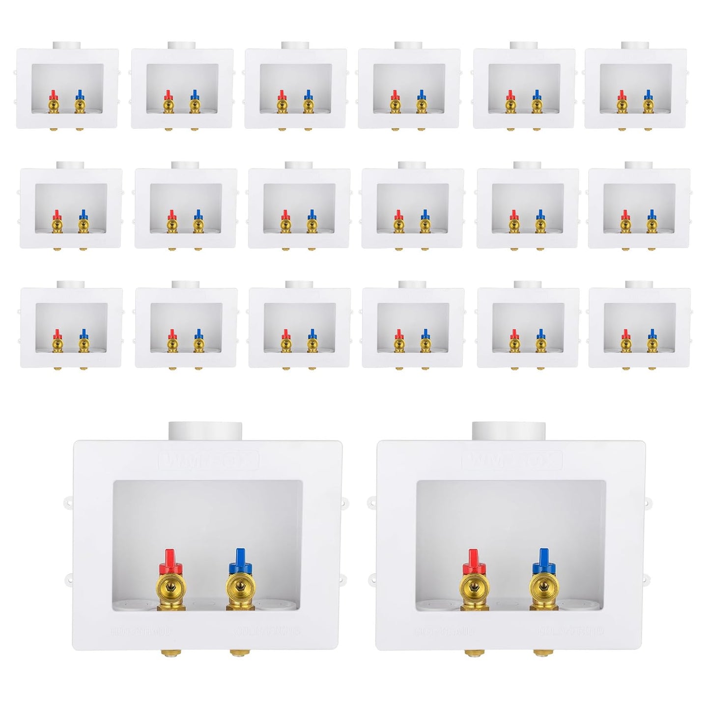 Washing Machine Outlet Box, Niikappu 1/2 Inch Pex Crimp Inlet x 3/4 Inch MHT Outlet Connection, Washer Box with Double Drains, with Stainless Steel Water Hammer Arrestor