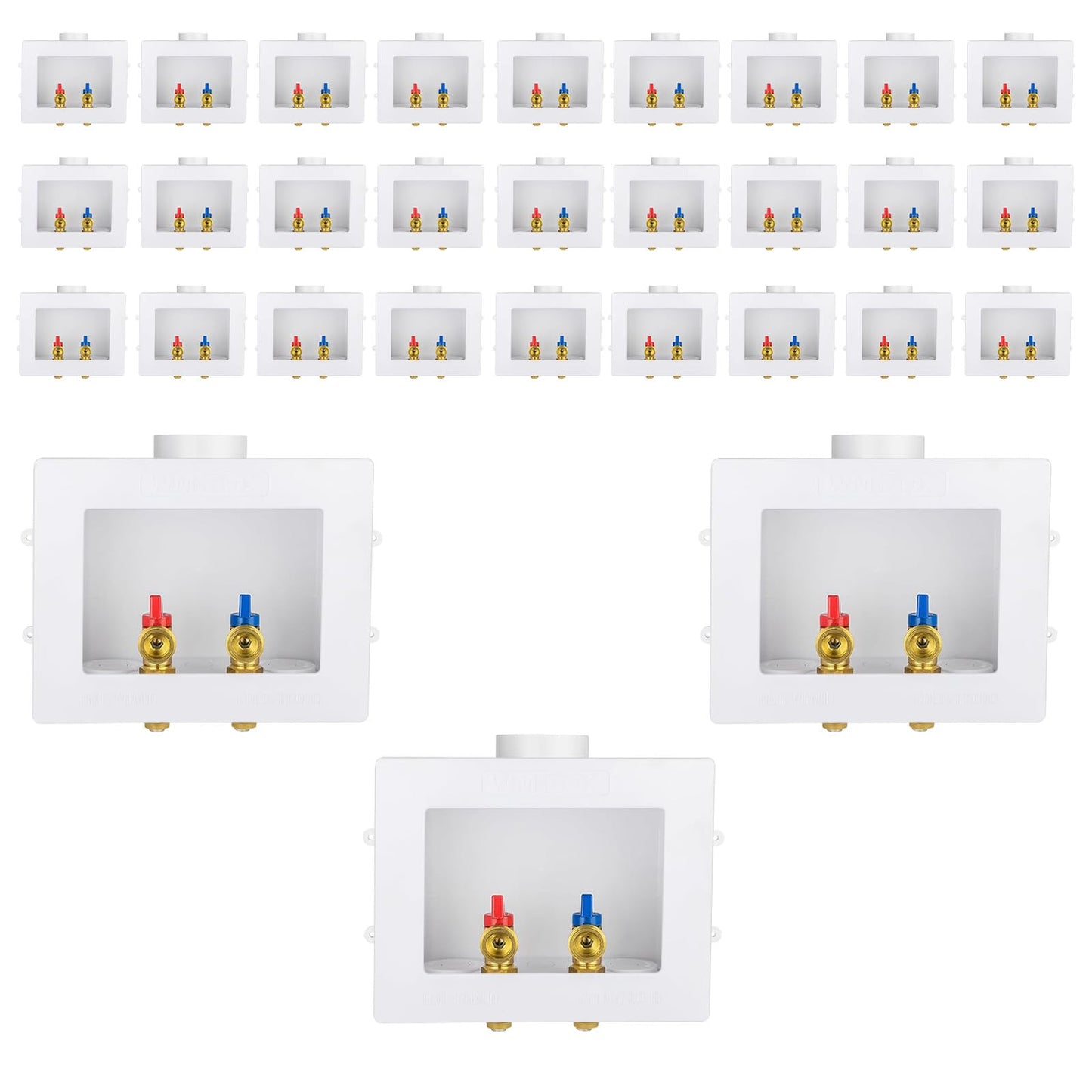 Washing Machine Outlet Box, Niikappu 1/2 Inch Pex Crimp Inlet x 3/4 Inch MHT Outlet Connection, Washer Box with Double Drains, with Stainless Steel Water Hammer Arrestor