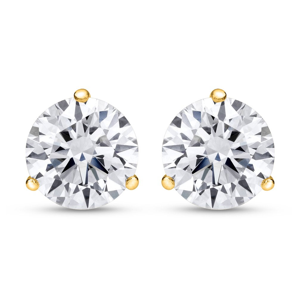 IGI Certified Natural Round Brilliant Solitaire Diamond Stud Earrings for Women 3 Prong Martini Cocktail Push Back (F-G Color SI1-SI2 Clarity)