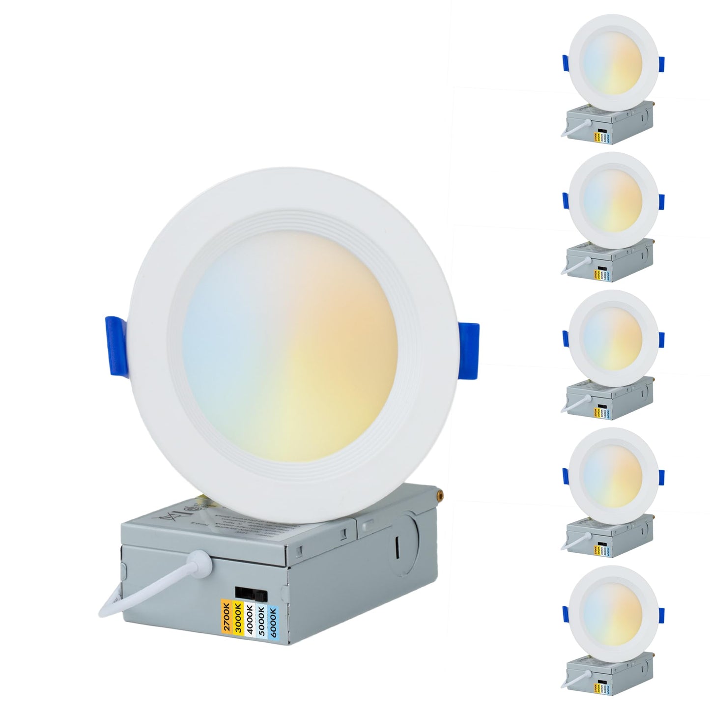 PROCURU Professional 24-Pack 6-Inch 2700K-6000K 5CCT 12W LED, Baffle Style, Heavy Duty Ultra-Thin Recessed Ceiling Slim Downlight, Dimmable, White Trim (VSB65W-24P)