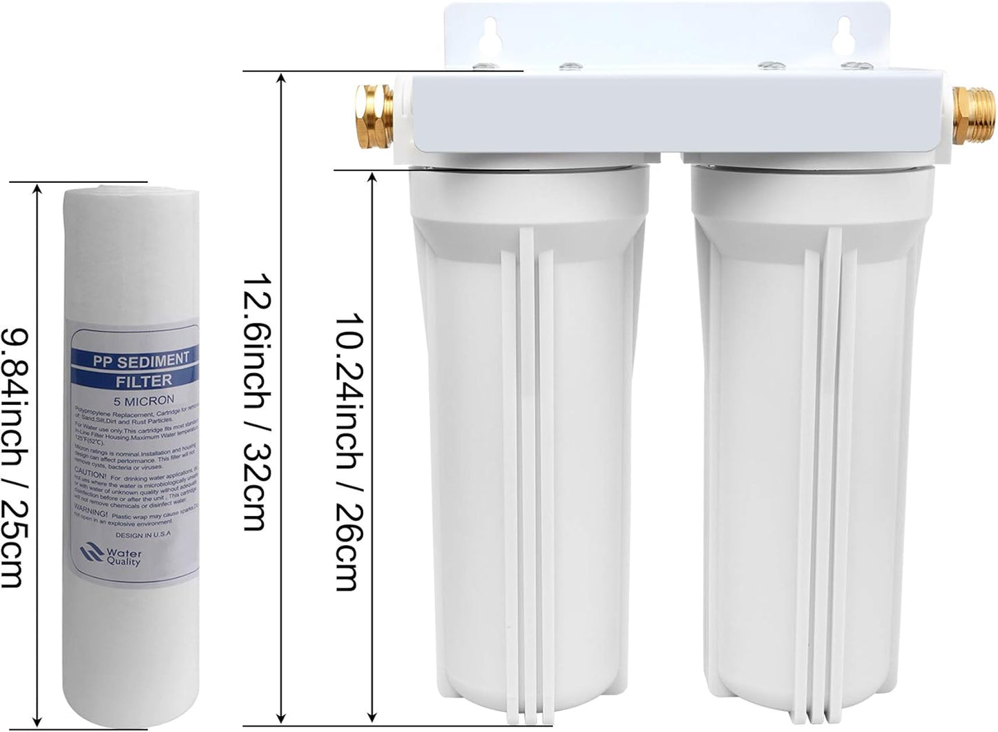 External RV Dual Water Filter System for RVs Boats Motor Homes Marines,Included Two Fliters and Mounting Bracket