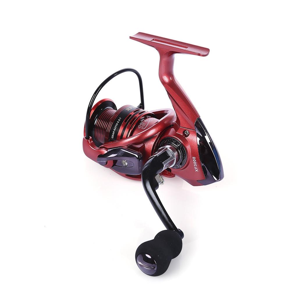 YUMOSHI 13+1BB Full Metal Spinning Fishing Reel 4.7:1/5.5:1 Gear Ratio Pesca Aluminum Spool  Tackle With Foldable Handle