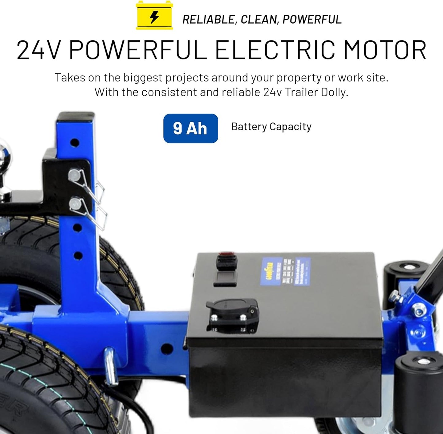 Goodyear Electric Trailer Dolly Super-Duty 7500lbs Max Trailer Weight, 5500lbs for Boats, 1100lbs Tongue Weight, All-Terrain Wheels Ideal for RVs, Toy Haulers, Car Trailers, and Campers