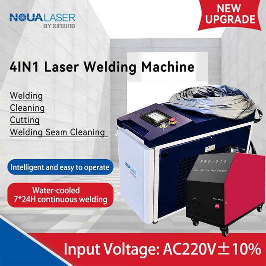 Tax Inclusive 2000W Laser Welding Machine Handheld, 4 in 1 Fiber Laser Welder Cutter Rust Removal Cleaner with Torch Set & Auto Wire Feeder, Wheeled Water-Cooled Laser Welder Machine 220V for Metal
