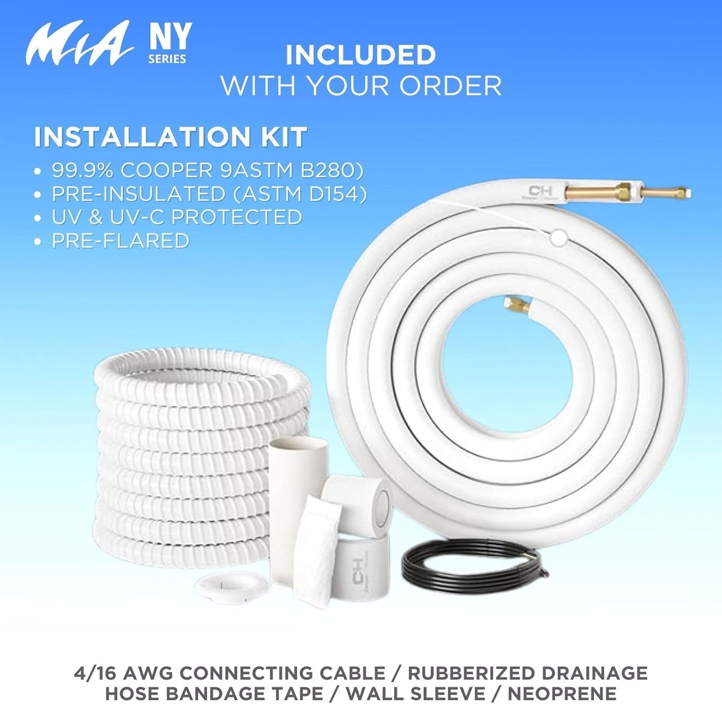 Cooper & Hunter 9,000 BTU 115V Single Zone Wall Mount Ductless Mini Split Air Conditioner & Heat Pump – 21.5 SEER2 – 16FT Installation Kit – R-410A Refrigerant Pre-Charged – Inverter