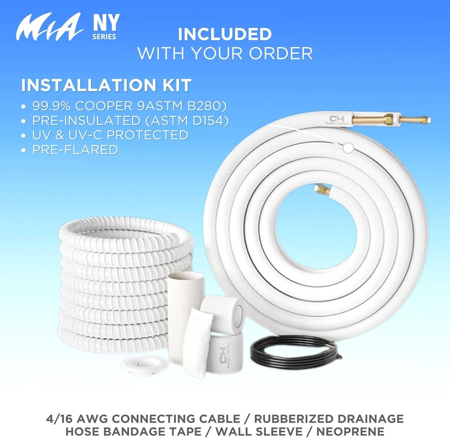 Cooper & Hunter 9,000 BTU 115V Single Zone Wall Mount Ductless Mini Split Air Conditioner & Heat Pump – 21.5 SEER2 – 16FT Installation Kit – R-410A Refrigerant Pre-Charged – Inverter