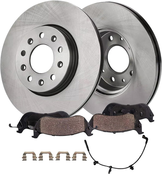 Detroit Axle - 4pc Rear Brake Kit for 2020 2021 2022 2023 2024 Cadillac CT4, Disc Brake Rotors Ceramic Brakes Pads with Hardware Replacement : 12.40" inch Rotor