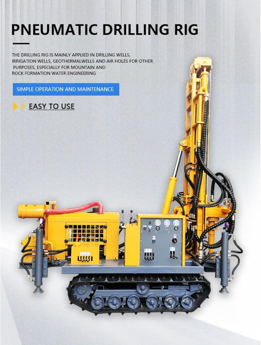 Hydraulic Crawler Water Well Drill Rig – 150m–300m Deep Borehole Drilling Equipment for Farms