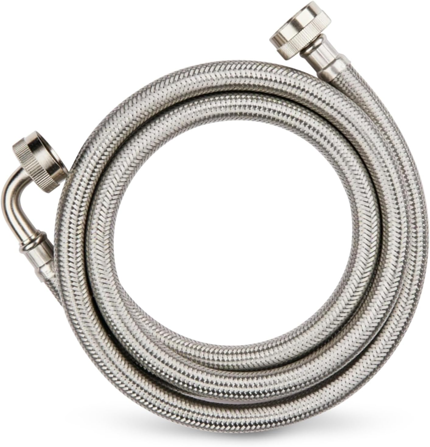 Washing Machine Hoses 4ft, 1 Pack Braided Stainless Steel Washer Hoses with 90 Degree Elbow, Hot and Cold Washer Supply Line, Universal Flexible Laundry Machine Hose for All Washing Machine