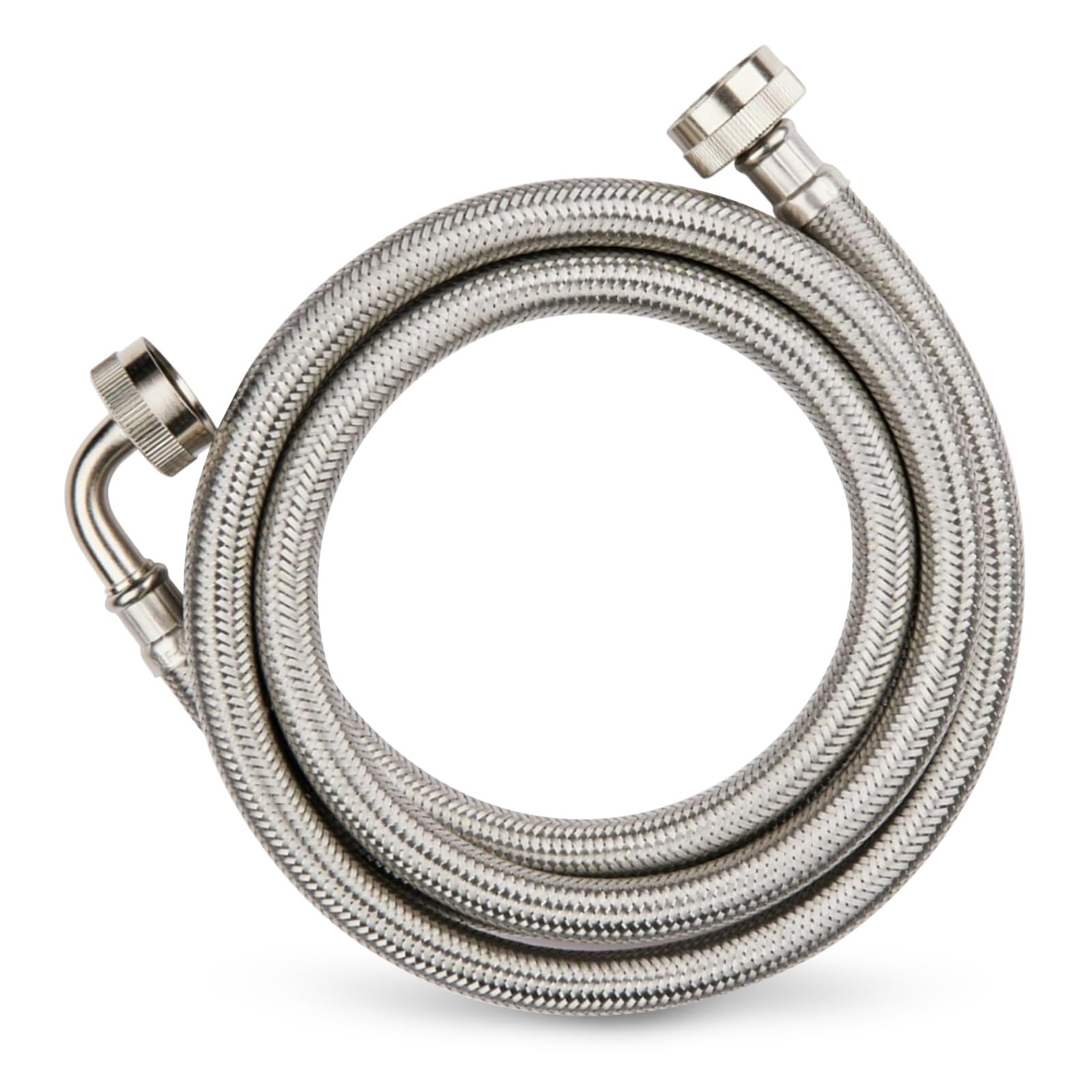 Washing Machine Hoses 4ft, 1 Pack Braided Stainless Steel Washer Hoses with 90 Degree Elbow, Hot and Cold Washer Supply Line, Universal Flexible Laundry Machine Hose for All Washing Machine