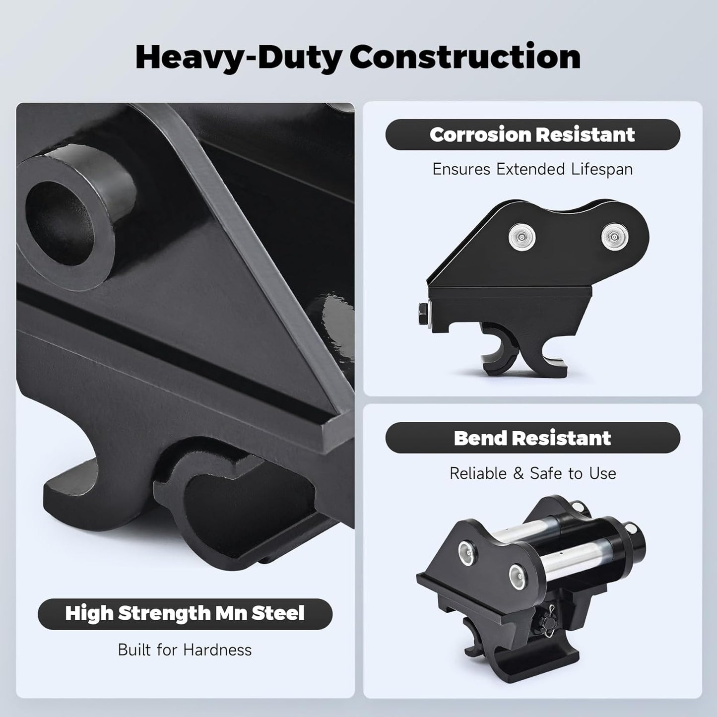 AHM Mini Excavator Quick Change Hitch Attachment, Quick Hook Coupler for Excavators up to 2 Tons, Quick Connector with 3.62" (92 mm) Span, 0.98" (25 mm) Hole Diameter, 3.35" (85 mm) Center Wheelbase
