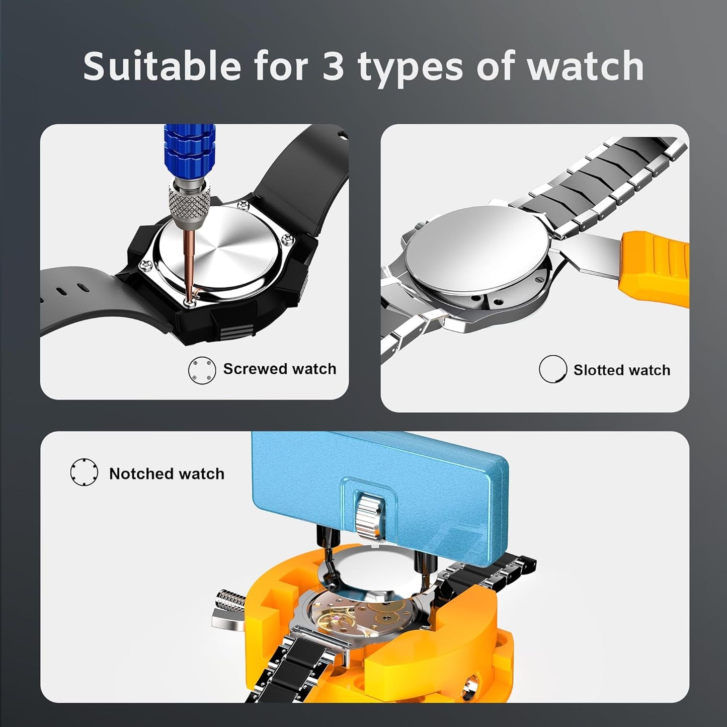 JOREST Watch Repair Kit for Battery Replacement & Link Removal, Resizing &Opener, Watch Repair and Cleaning Screwdriver Set, Wrench Back Remover, Spring Bar Tool