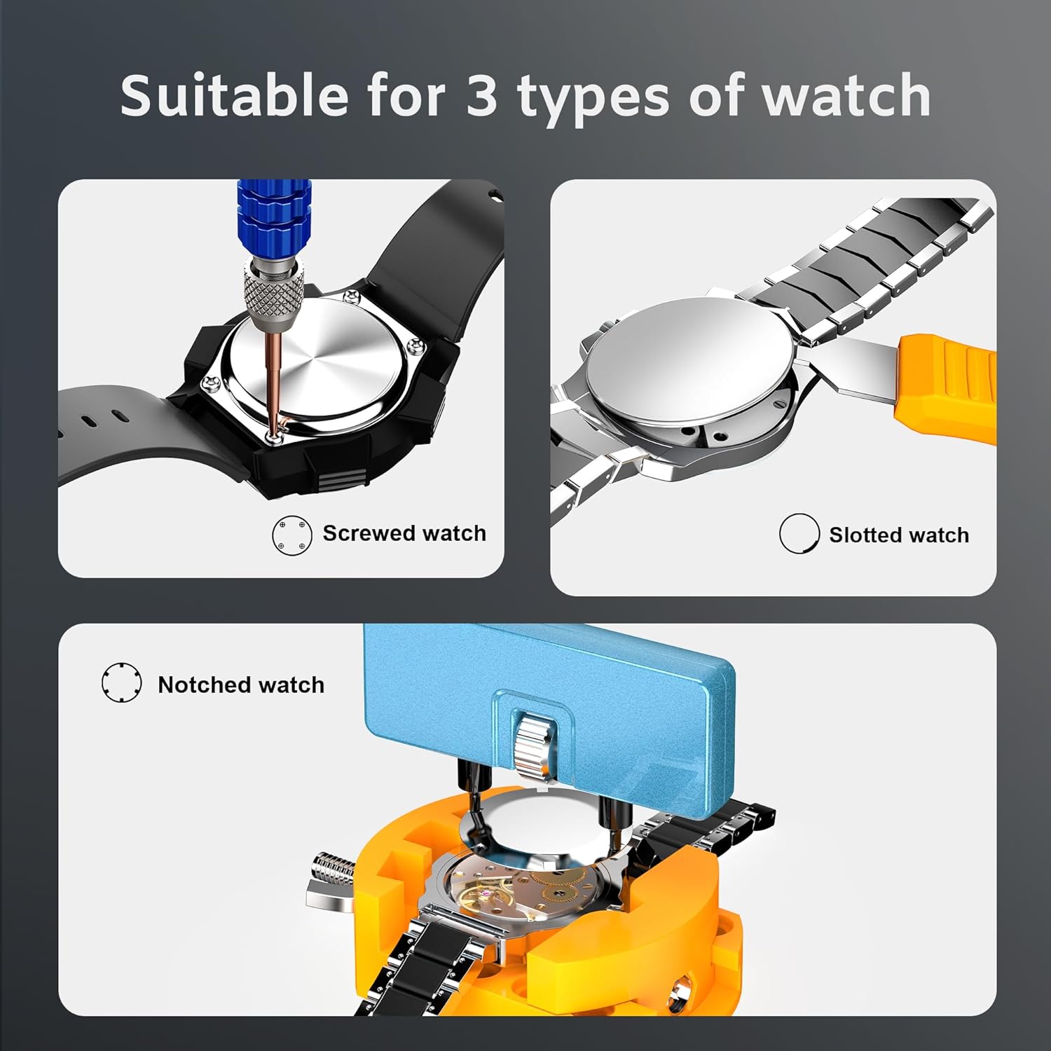 JOREST Watch Repair Kit for Battery Replacement & Link Removal, Resizing &Opener, Watch Repair and Cleaning Screwdriver Set, Wrench Back Remover, Spring Bar Tool