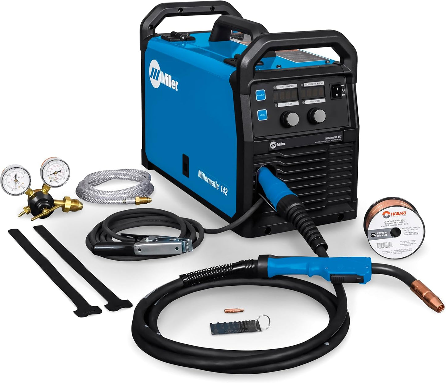 Millermatic® 142 MIG Welder – 120V, Portable Wire Feed Welder with Auto-Set™, Welds Up to 3/16" Steel, Ideal for Auto Repair & Light Fabrication