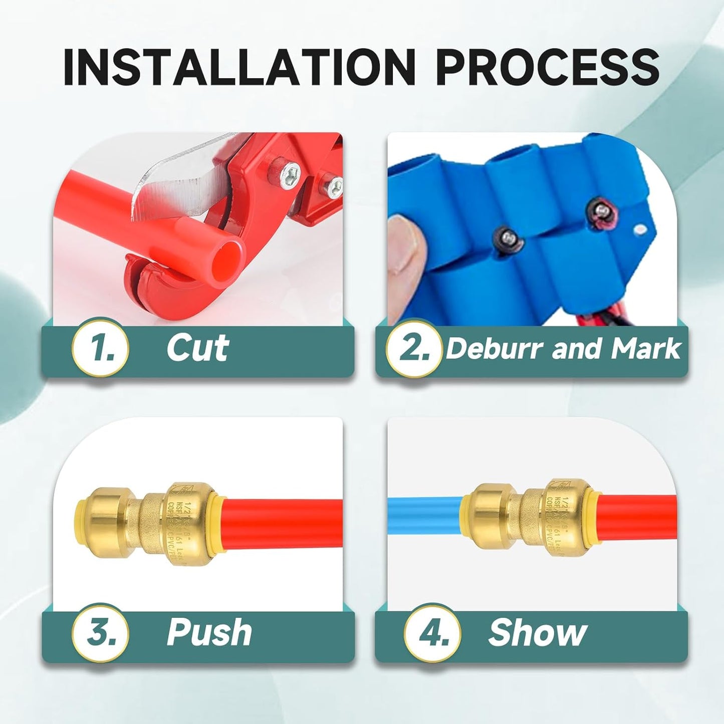 5-Pack Niikappu Push Fit Fittings, 3/4" x 3/4" Brass Plumbing Fittings to Connect PEX, Copper, CPVC, Brass Straight Coupling With Disconnect Clip(PF008-5Pack)