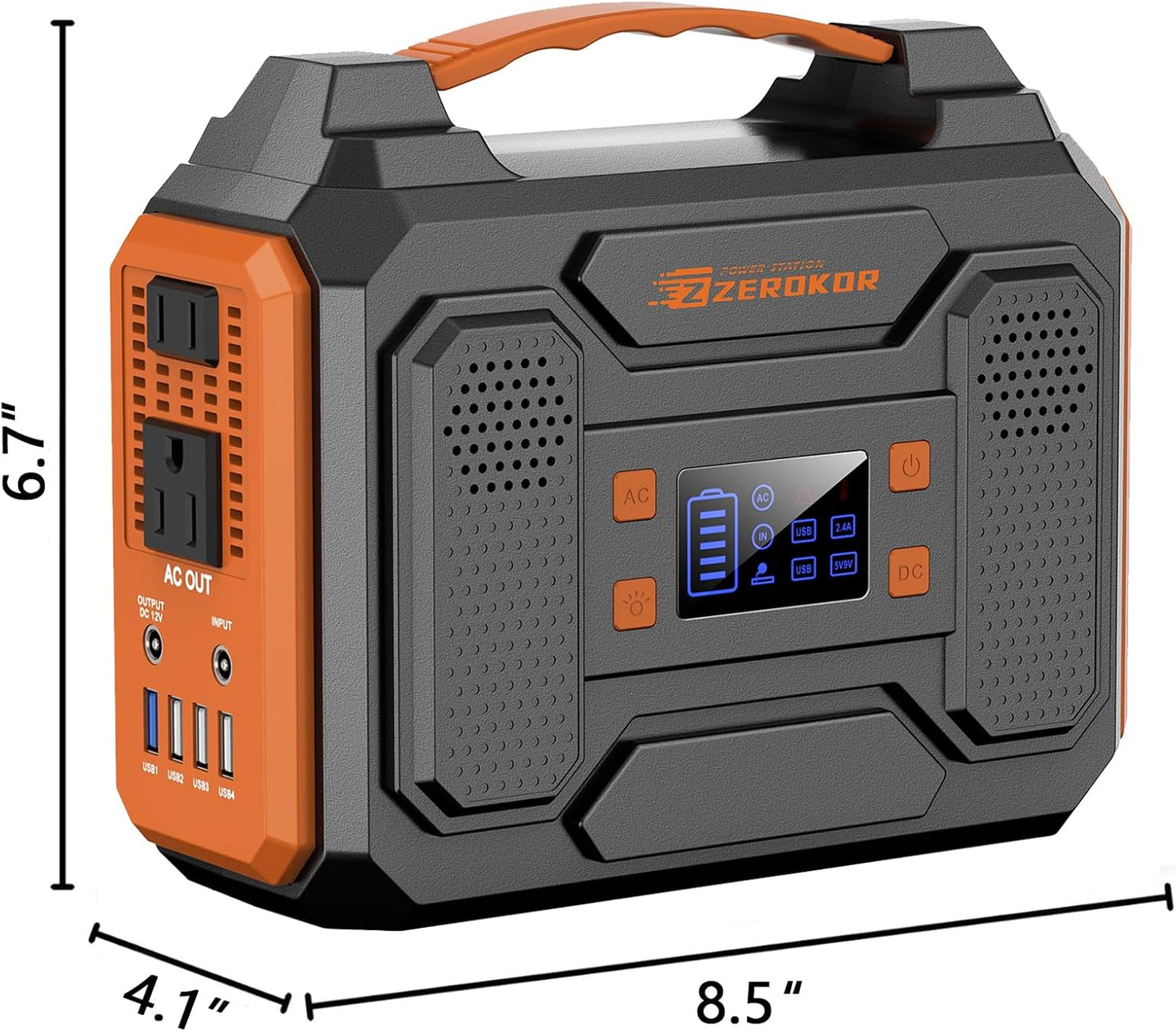 Portable Solar Generator, 300W Portable Power Station with Foldable 60W Solar Panel, 110V Pure Sine Wave 280Wh Lithium Battery Pack with USB DC AC Outlet for Home Use RV Van Outdoor Camping-Orange