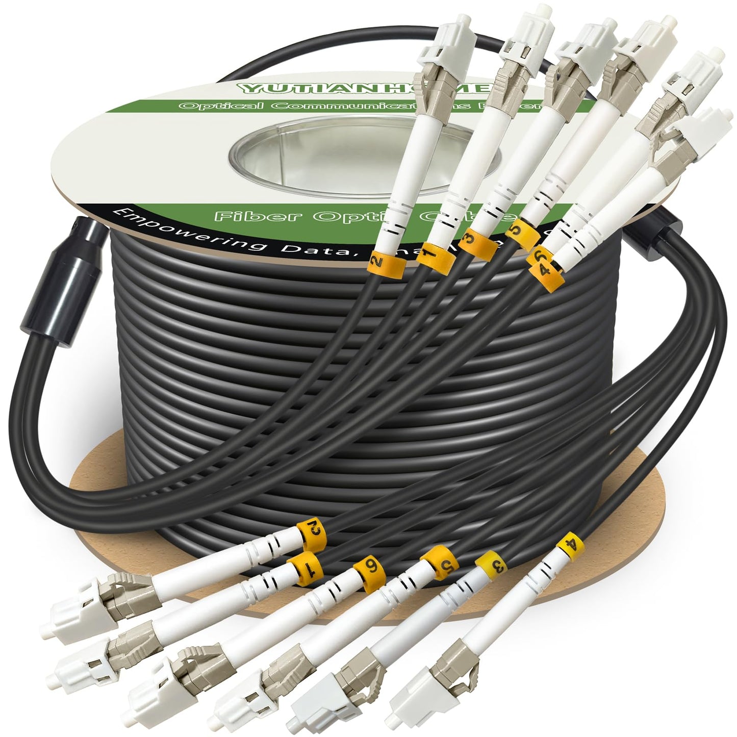 500ft (150 Meters) 6 Core OM3 Multimode Industrial TPU LC to LC Outdoor Armored Fiber Patch Cable, Direct Burial 6 Strands Fiber Optic Cable, 10Gb Duplex 50/125um MMF LC-LC 6 Fibers