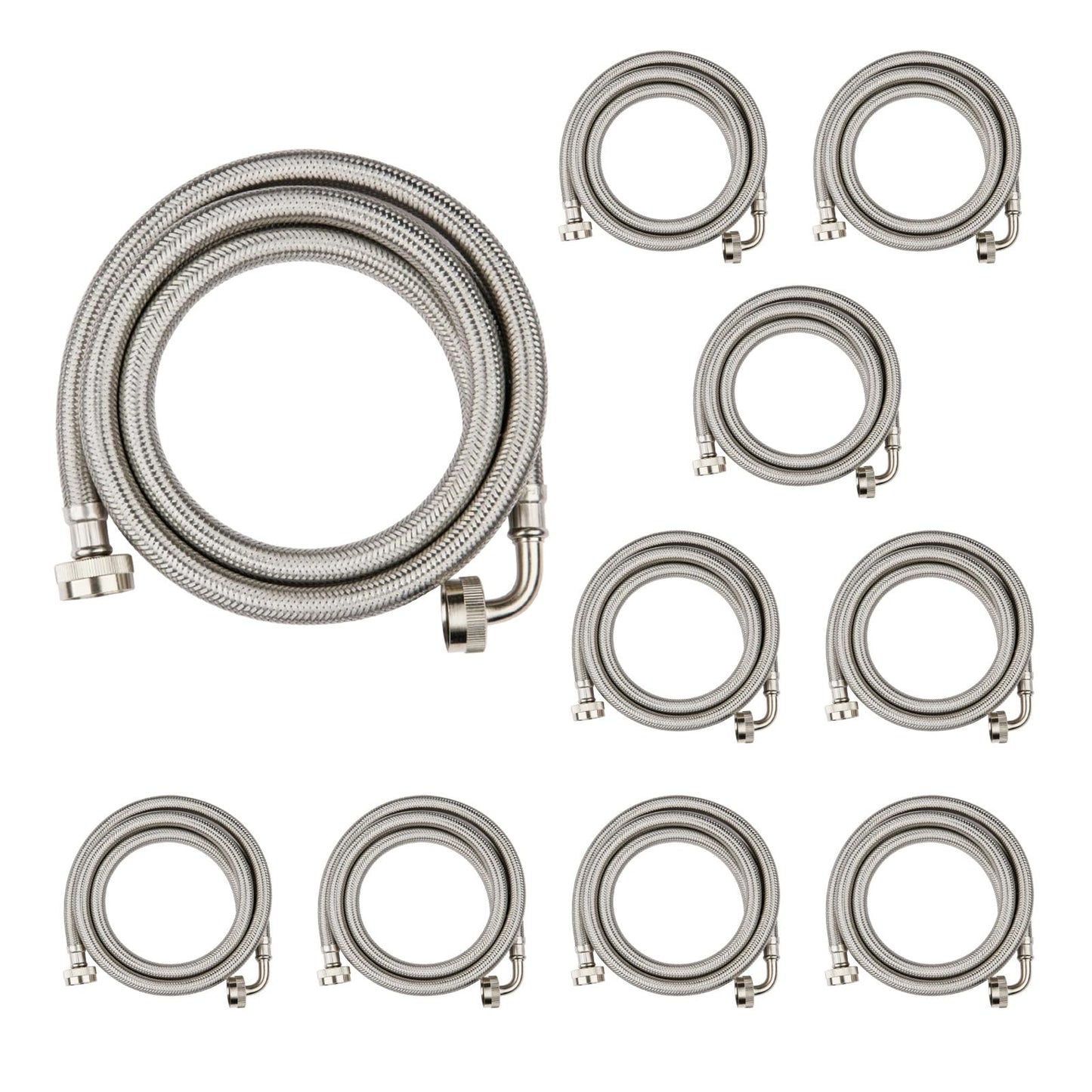 Washing Machine Hoses 4ft, 1 Pack Braided Stainless Steel Washer Hoses with 90 Degree Elbow, Hot and Cold Washer Supply Line, Universal Flexible Laundry Machine Hose for All Washing Machine