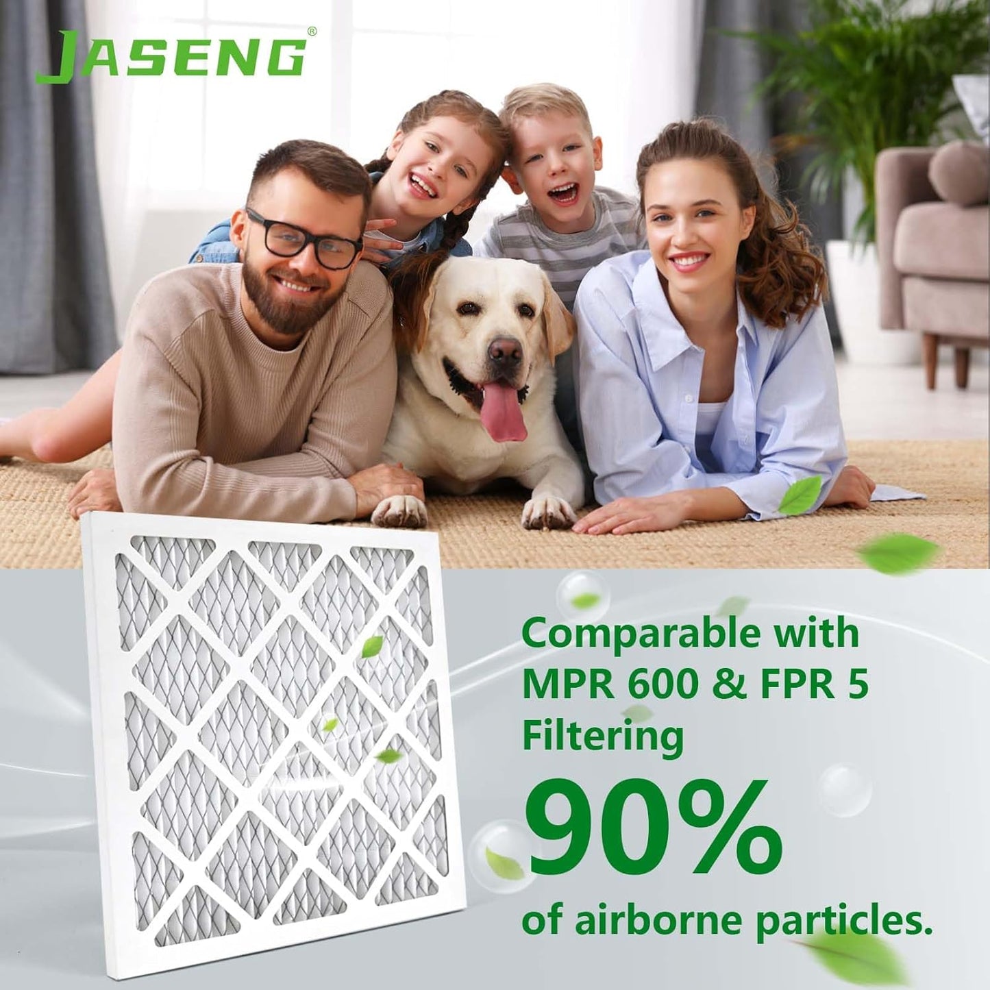 14x14x1 Air Filters, MERV 8 Pleated HVAC Furnace Filters (4-Pack) - Dust Defense, MPR 600 - exact dimensions: 13.75"x13.75"x0.75" - Replacement for AC, Heater, and Ventilation Systems