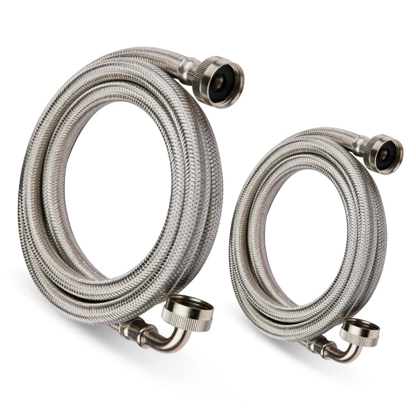 Washing Machine Hoses 4ft, 1 Pack Braided Stainless Steel Washer Hoses with 90 Degree Elbow, Hot and Cold Washer Supply Line, Universal Flexible Laundry Machine Hose for All Washing Machine