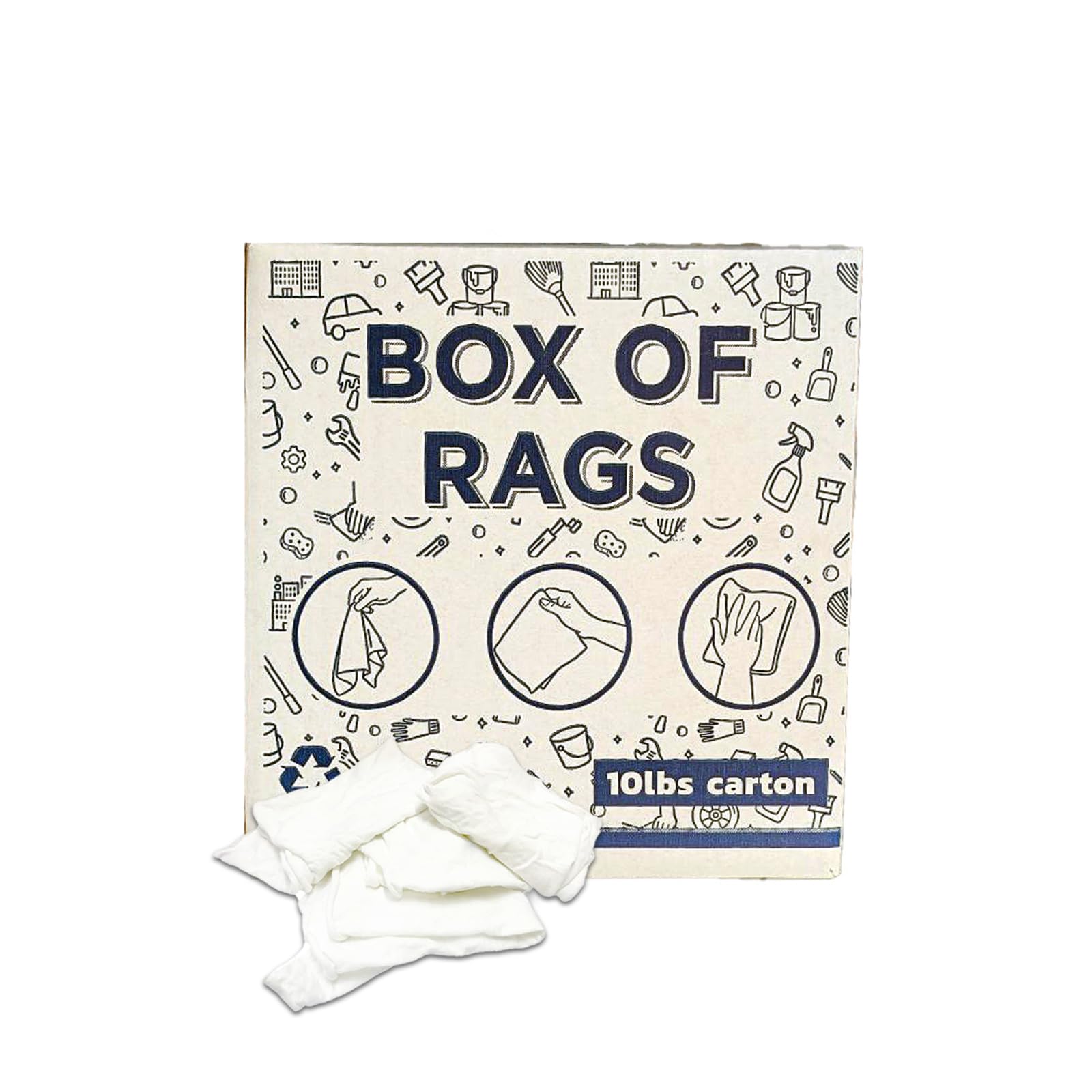 Recycled White T-Shirt Cleaning Rags (600 lbs. Pallet 24x25 lbs. Box) ā Shop Rags Bulk for Oil, Stain, Grease, Paint, and Auto Cleaning, Multipurpose