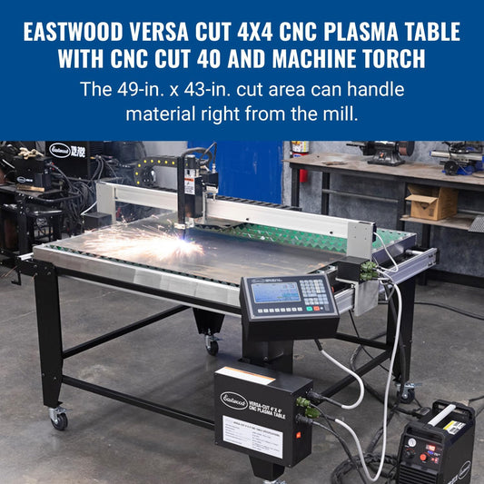 Eastwood Versa-Cut 4'X4' CNC Plasma Table With CNC Cut 40A Plasma Cutter Machine with Cutting Torch | All-in-One Professional Dual Voltage Metal Precision Cutting and Sheet Fabrication Equipment Set