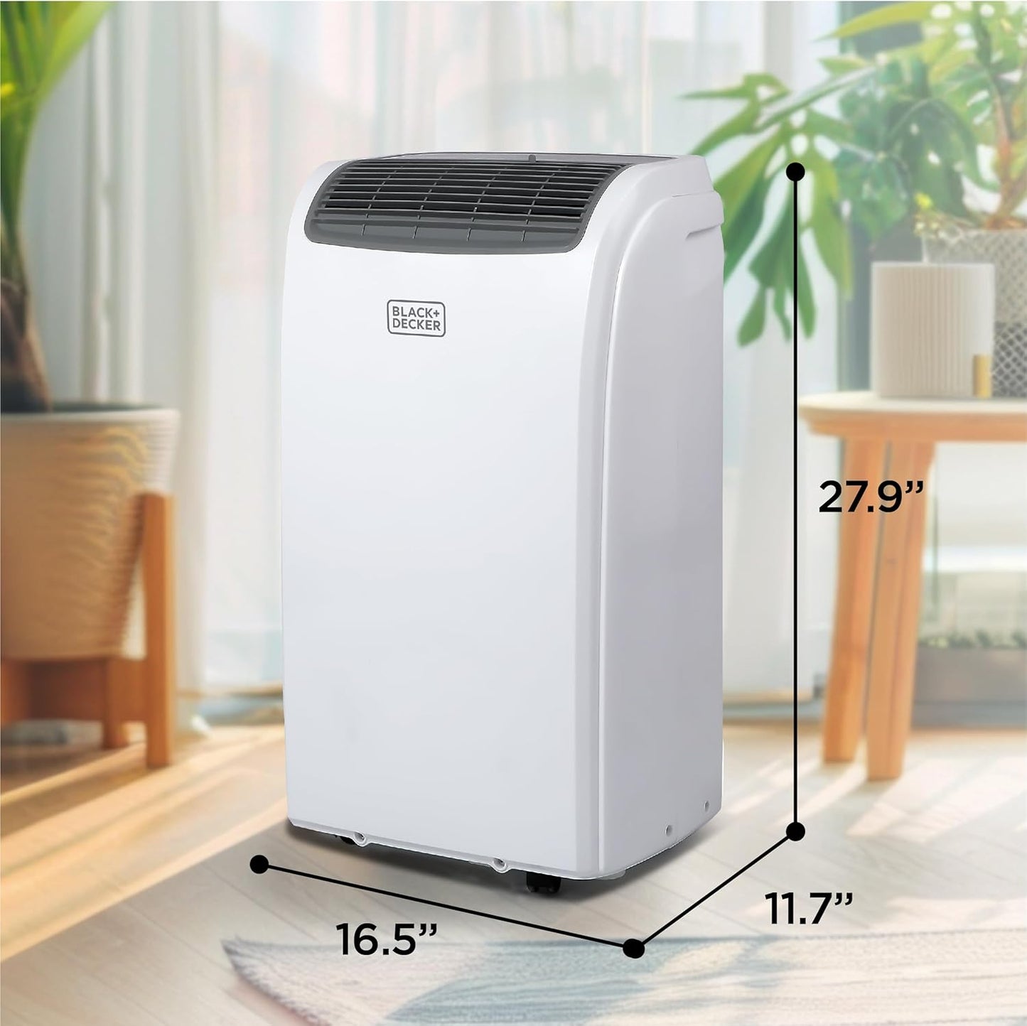 BLACK+DECKER Smart Portable Air Conditioner with Heat, 12,000 BTU (8,000 BTU SACC) Cooling, 9,000 BTU Heating for Rooms up to 550 Sq. Ft., Follow Me Remote, BPACT12HWT, White