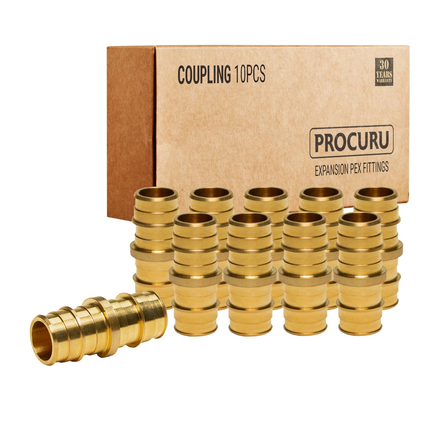 PROCURU Wholesale (100) 3/4-Inch Brass Couplings With (200) Sleeve Rings, for F1960 Expansion PEX-A Pipe (8ABCP0034-100C)