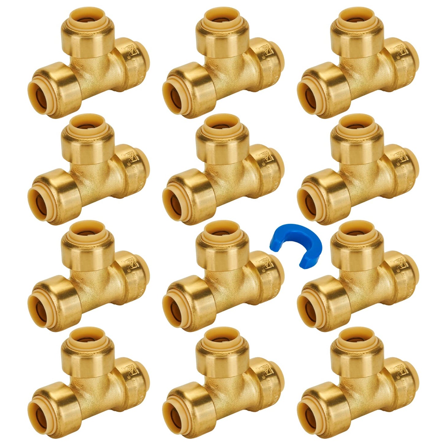 SUNGATOR 1/2 Inch 90 Degree Elbow, Push Pex Elbow 1/2 Inch, No Lead Brass Push-to-Connect Plumbing Fittings for PEX Pipe, Copper, CPVC, with 1 Disconnect Clip, Pack of 12