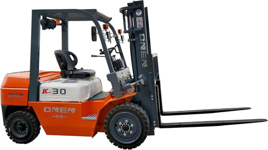 ONEN Diesel Forklift 3 Tons 6614 LBS Capacity 42KW/2400 Engine Powered High-Lift Fork Lift 4.5m 14.76 ft Lifting Height Stacker 3000kg Pallet Lift Truck Material Handler with 4 ft Length Forks