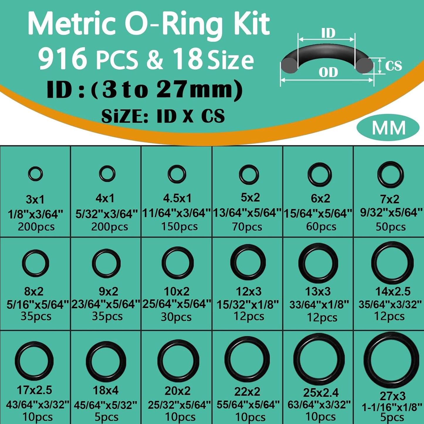 37 Size 1075 Pcs Faucet Washers & O-Rings Kit & Plumbing Gasket 3-in-1 Home Universal Rubber Washers Assortment Kit for Faucet Hose Spigot Plumbing Seal Repair with Pick Hook