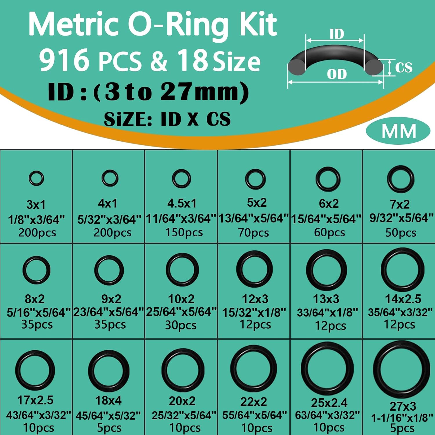 37 Size 1075 Pcs Faucet Washers & O-Rings Kit & Plumbing Gasket 3-in-1 Home Universal Rubber Washers Assortment Kit for Faucet Hose Spigot Plumbing Seal Repair with Pick Hook