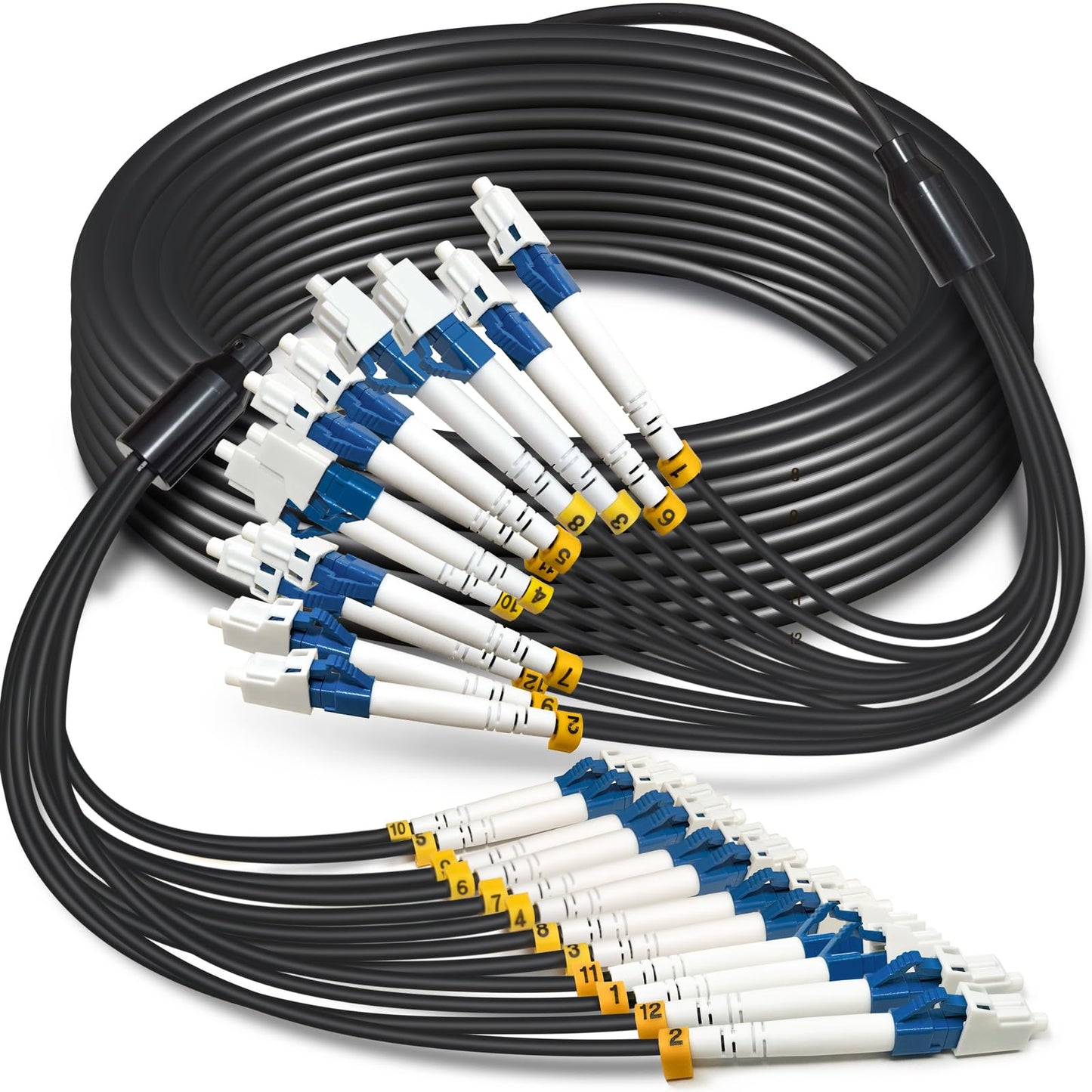 500 Meters 6 Core Industrial TPU LC to LC Outdoor Armored Fiber Optic Cable, OS2 Single Mode 6 Strands Fiber Patch Cable with LC Connectors, 9/125um, OD-5mm, Direct Burial LC-LC