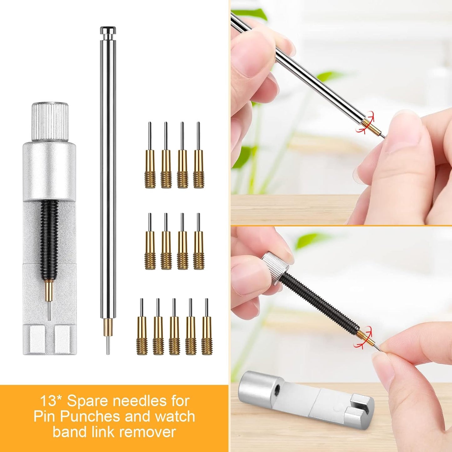JOREST Watch Link Removal Tool, Watch Band Tool Kit, Repair Kit for Watch Bracelet Adjustment and Replacement and Resizing, With User Manual, Watch Link Remover, 20PCS Spring Bars, 13PCS Spare Needle