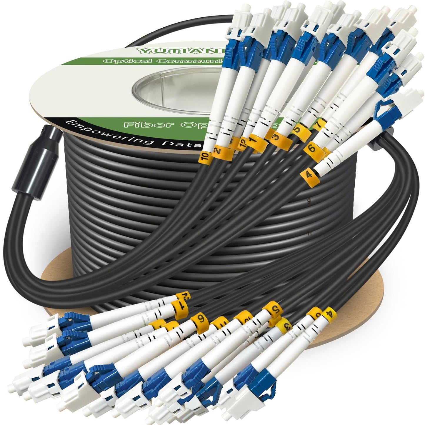 500 Meters 6 Core Industrial TPU LC to LC Outdoor Armored Fiber Optic Cable, OS2 Single Mode 6 Strands Fiber Patch Cable with LC Connectors, 9/125um, OD-5mm, Direct Burial LC-LC