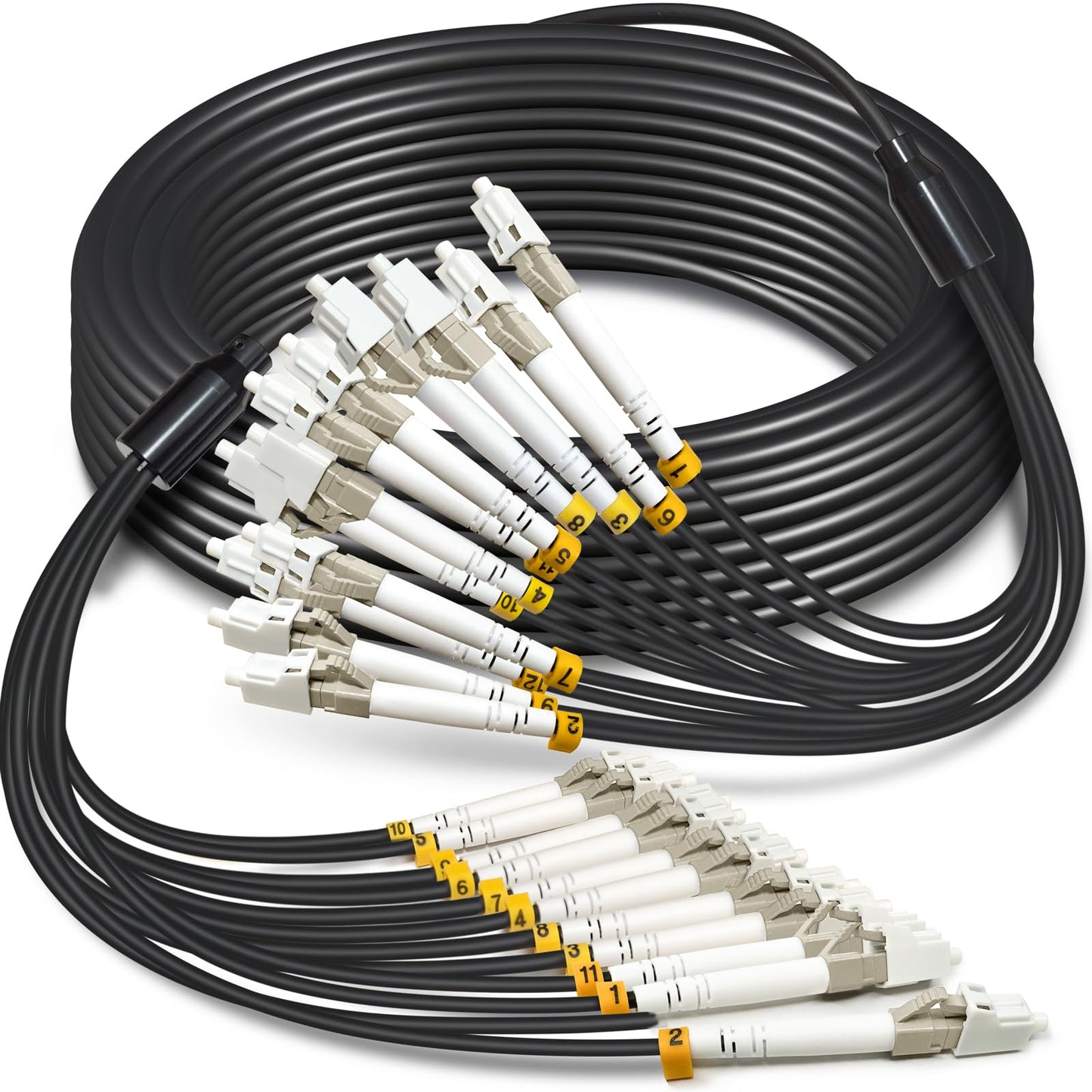 500ft (150 Meters) 6 Core OM3 Multimode Industrial TPU LC to LC Outdoor Armored Fiber Patch Cable, Direct Burial 6 Strands Fiber Optic Cable, 10Gb Duplex 50/125um MMF LC-LC 6 Fibers