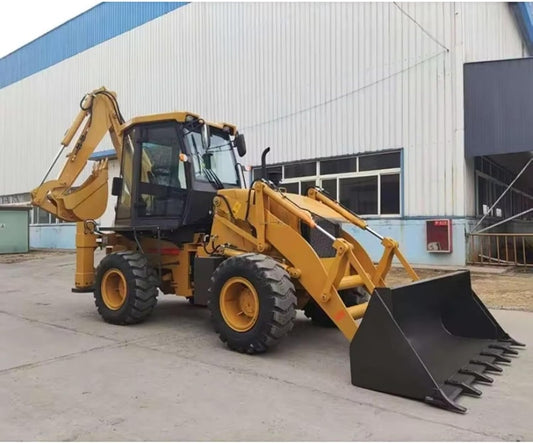 Heavy Duty Wheel Backhoe Loader, Industrial Grade Construction Equipment for Excavation Landscaping Demolition & Farm Work