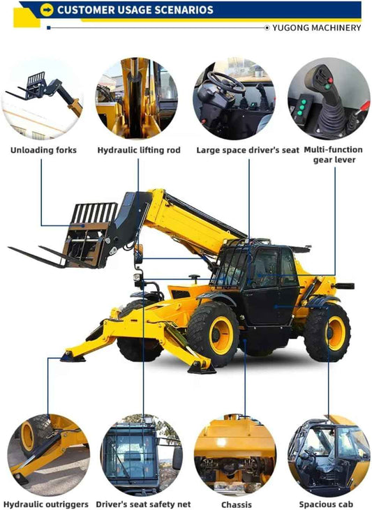 Compact Telescopic Telehandler Forklift for Warehouses, Farms, and Factories